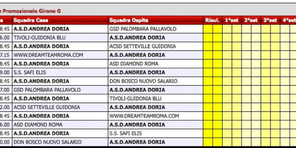 Calendario Under 14 Femminile Promozionale Girone G 2011-2012
