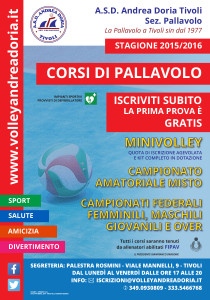 Iscrizioni Andrea Doria Pallavolo Tivoli 2015-2016