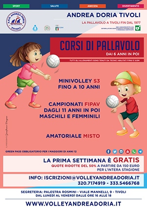 Iscrizioni Corsi Pallavolo Andrea Doria Tivoli